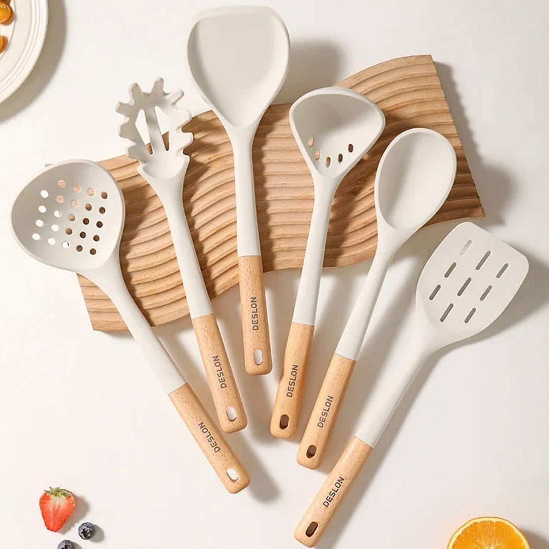Silicone kitchenware household food grade silicone soup spoon colander seven pcs 1 개입