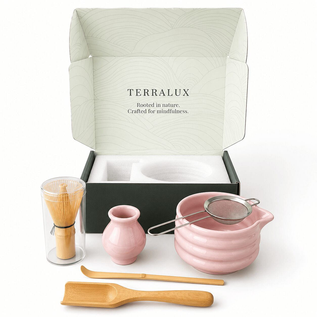 Japanese-Style Matcha Gift Set, Pink Ceramic, 6-Pc 4 each