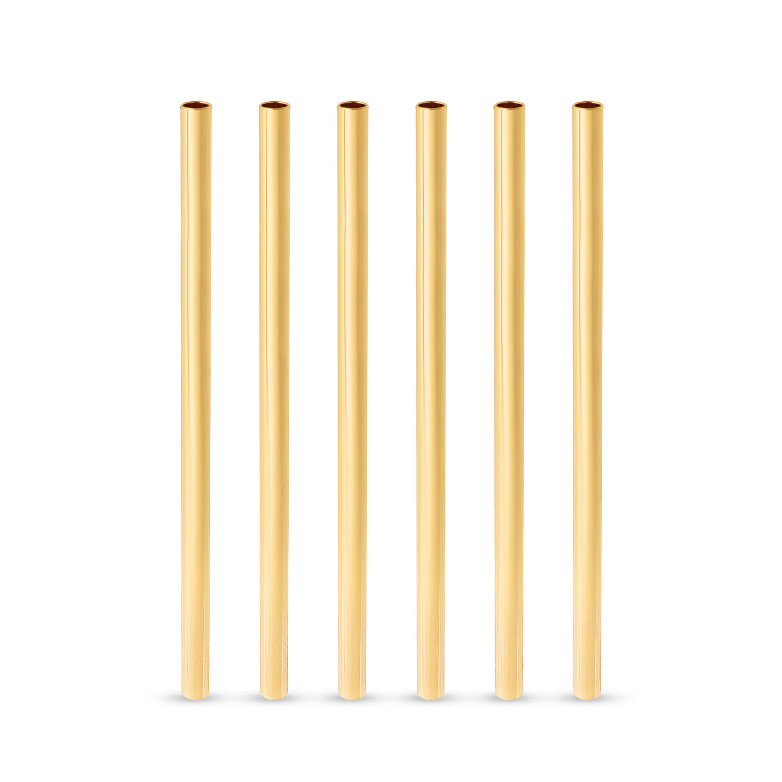 Viski Stainless Steel Cocktail Straws with Gold Finish, Eco-Friendly Reusable Short Metal Straws, 5 Inch Set of 6 6 个