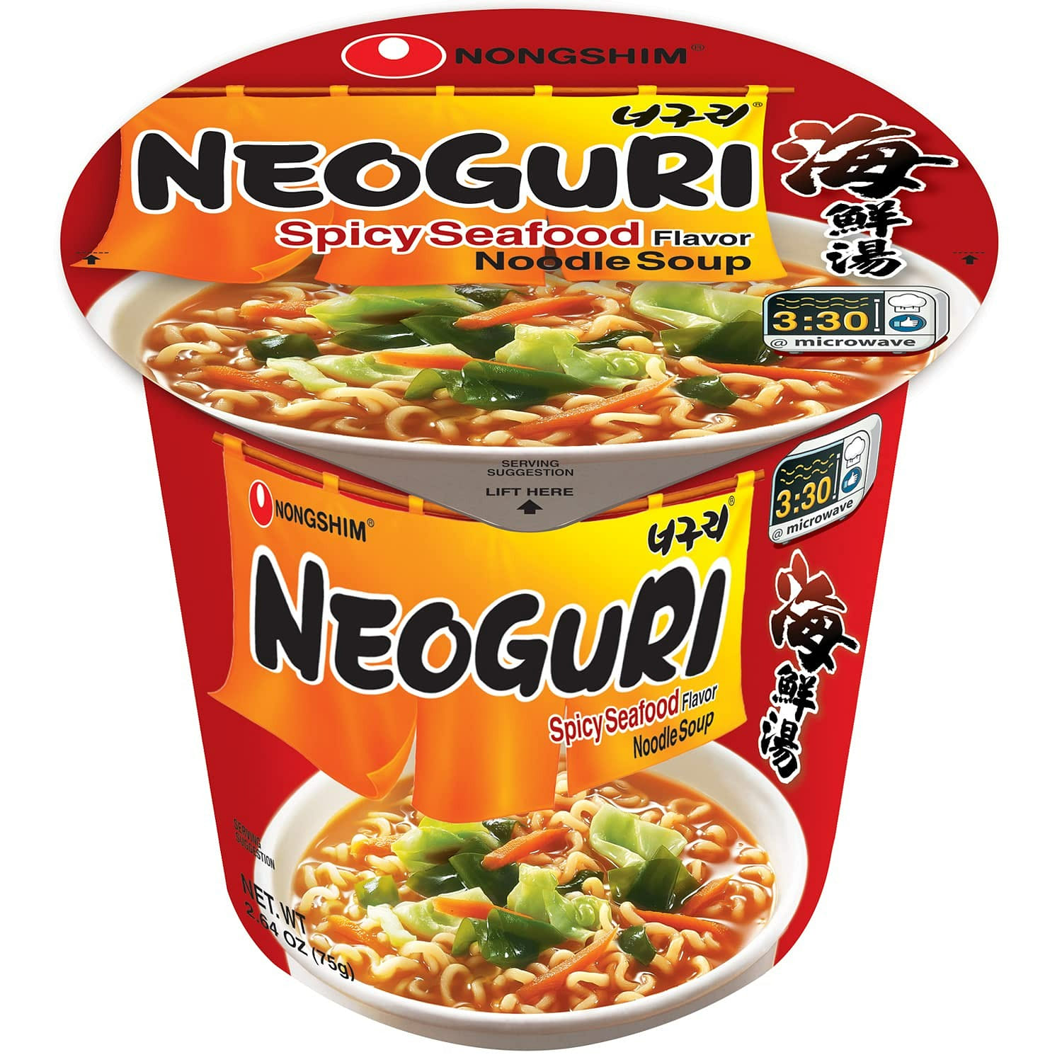 Neoguri Spicy Seafood Ramen Noodle Soup, 6 Pack, Instant Noodle Cup Pack of 6 1 박스