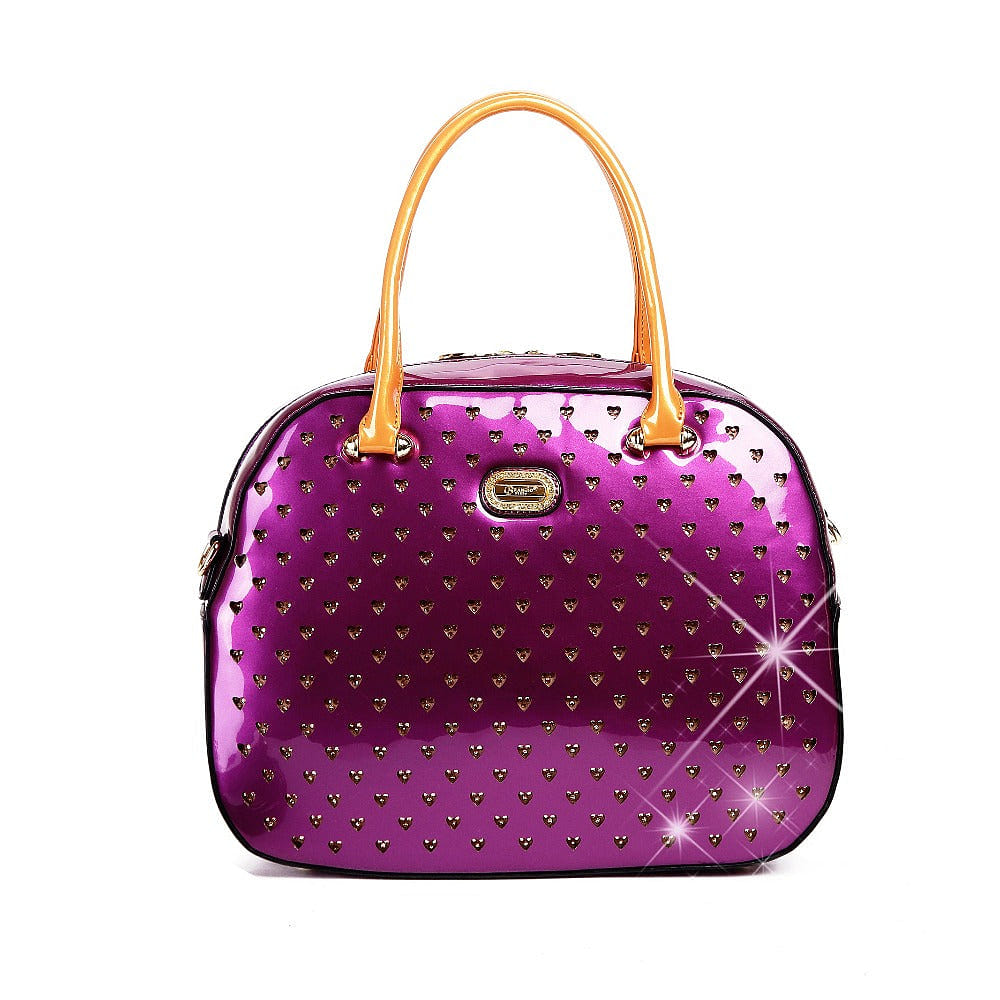 Starz Art Vegan Leather Retro Crystal Overnight Bag Purple [RZO8329-PU] 1 ส่วน