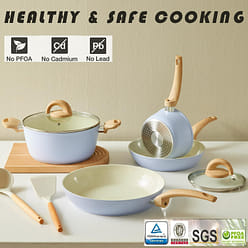 12件套厨房蓝色不粘锅具套装  高品质不粘锅具套装 1 份