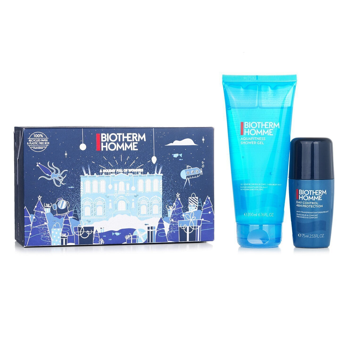 Biotherm   Aquafitness Refresh & Revitalize Set: Aquafitness Shower Gel 200ml + Day Control 48H Protection Roll On 75ml 2 ขวด