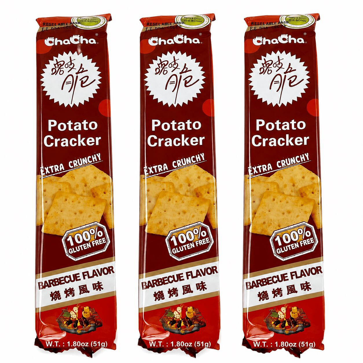 ChaCha 바비큐맛 포테이토 크래커 3팩 51 g