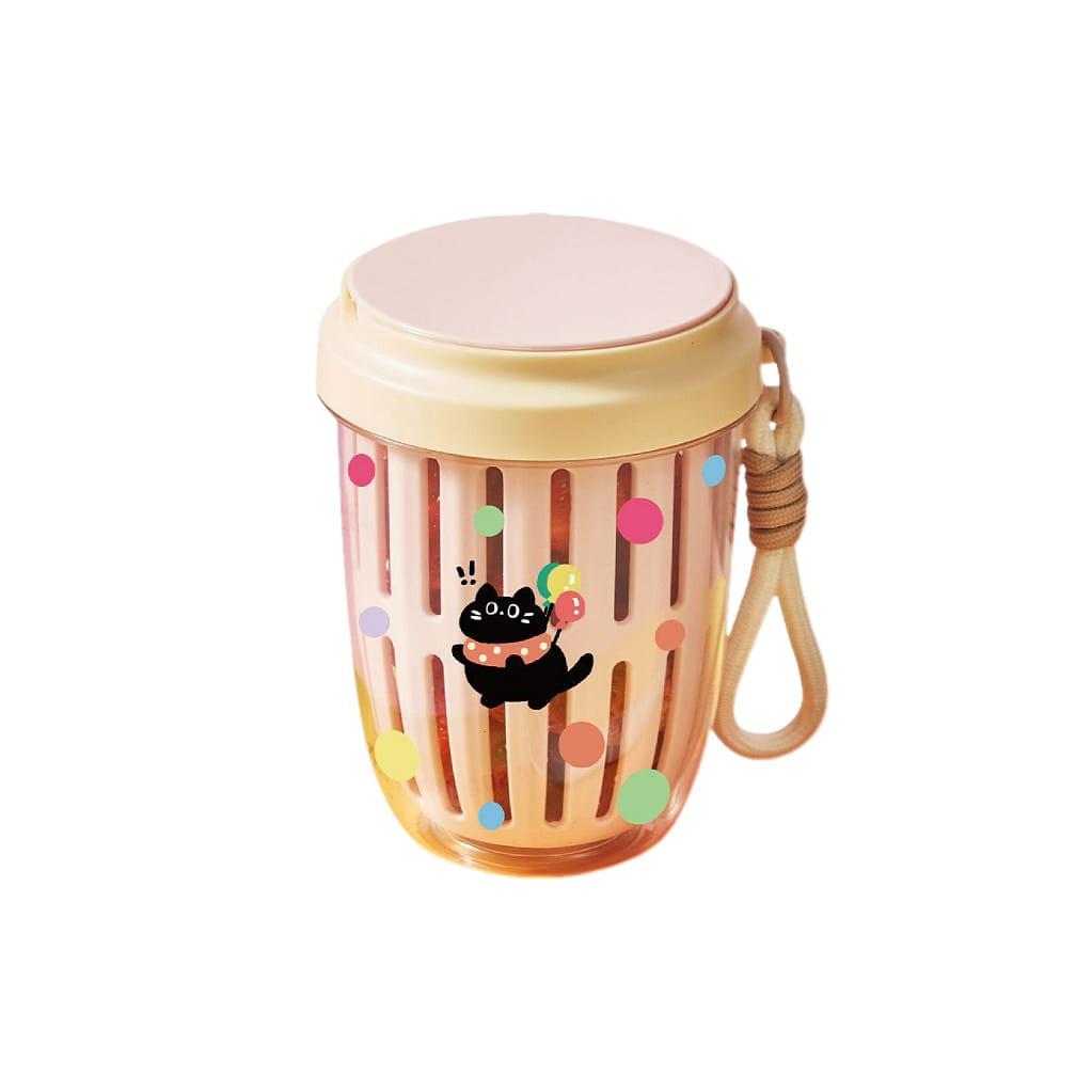 Portable Salad Cup Double-layer Fresh-keep - Pink 1 개입