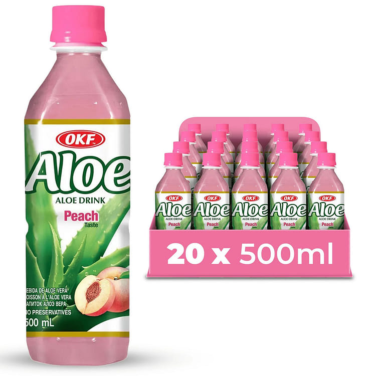 OKF アロエベラジュースドリンク ピューレ入り ピーチ -20パック - Weee!