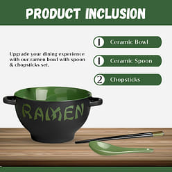 Ceramic Ramen Bowl Set with Chopsticks and Spoon 1 each