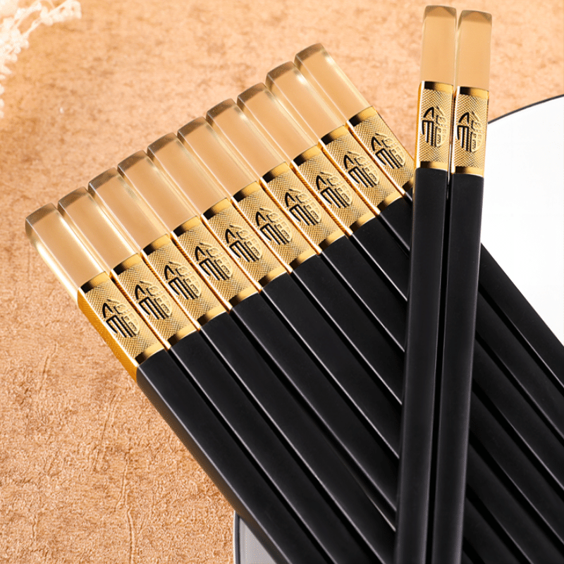 Qing Exhibition Amber Gold Blessing Five Pairs Alloy Chopsticks 1 개입