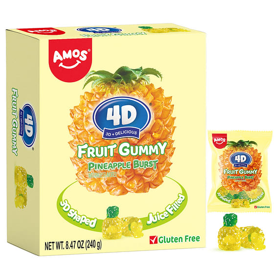 weee_snack_AMOS 4D Gummy Pineapple Burst Candy(10ct) 8.47 oz