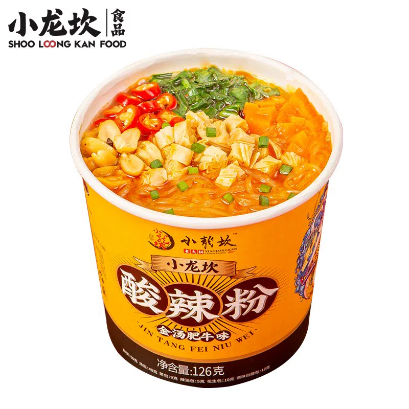 Xiaolongkan Jin Tang Fat Beef Sour and Spicy Noodles 126g * 1 Bucket Authentic Chongqing Sweet Potato Sour and Spicy Noodles Convenient Fast Food 126 กรัม