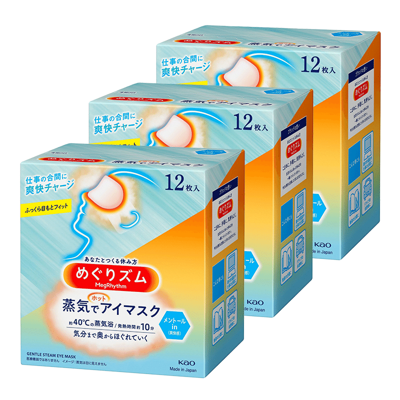 MegRhythm Steam Eye Mask-Menthol 12pc (3 Set) 36 count