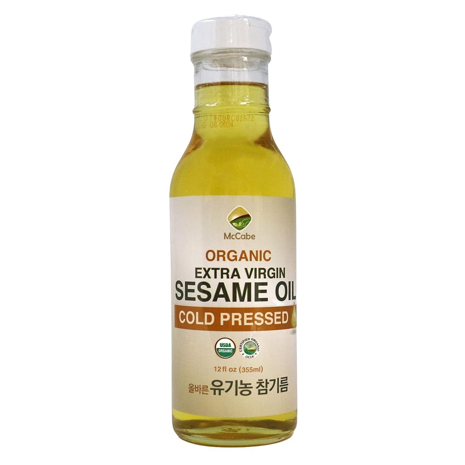 McCabe Organic Extra Virgin Sesame Oil, 12 fl oz, USDA Organic Certified, 12 fl.oz