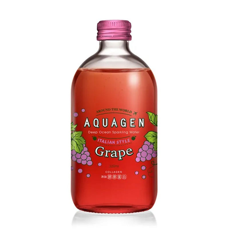AQUAGEN Ocean Sparkling Water Italian Style Grape Flavor 330 밀리리터