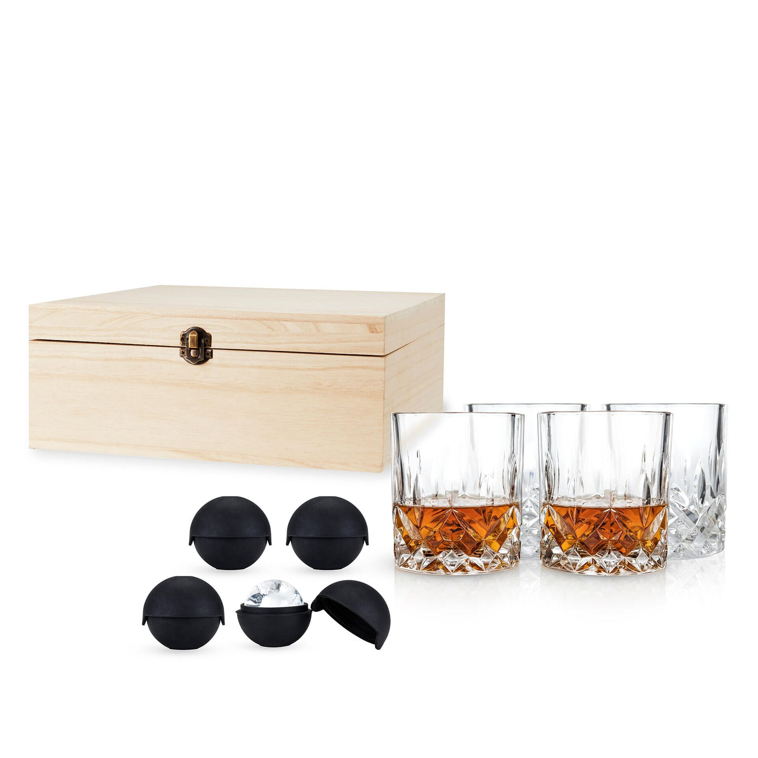 Viski Admiral Whiskey Glass Set - Crystal Old Fashioned Glasses with Ice Spheres in Gift Box - Dishwasher Safe Lowball Glasses 9oz - Set of 8 9 ออนซ์