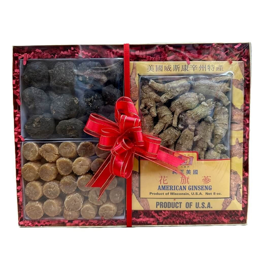 Premium Gift Box Set - Premium Ginseng (8oz), Peruvian Maca (8oz), Japanese Dried Scallop (8oz) 1 개입