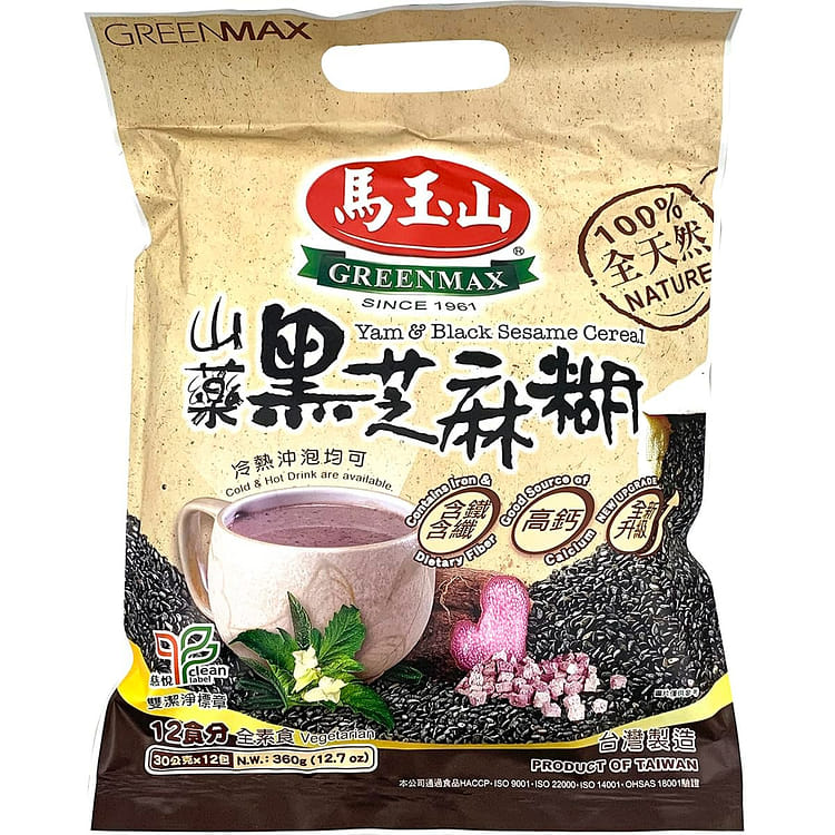 Get Greenmax Yam & Black Sesame Instant Cereal, 12 Servings, 12.7