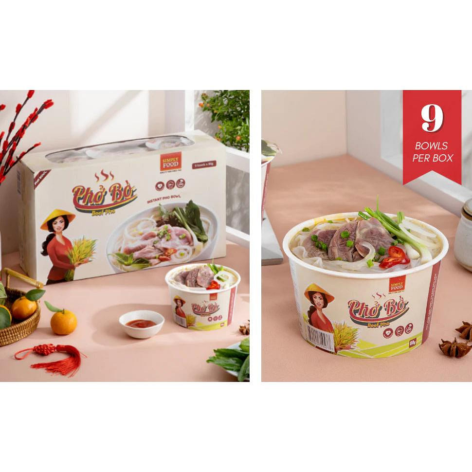 Simply Food Beef Flavored Instant Pho Noodle Bowl pack of 9 1 개