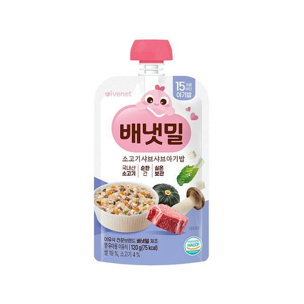 배냇밀 고기샤브샤브 - 아기밥 120 그램