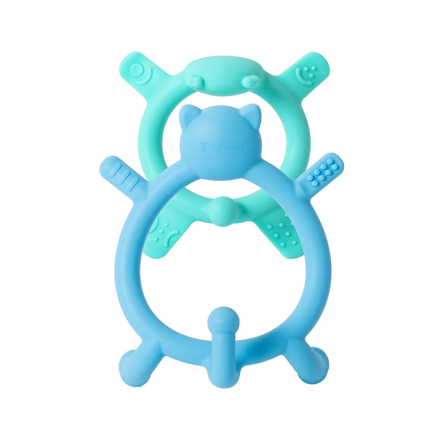 Pigeon Silicone Teether 3-6m+ Blue & Green 2 count