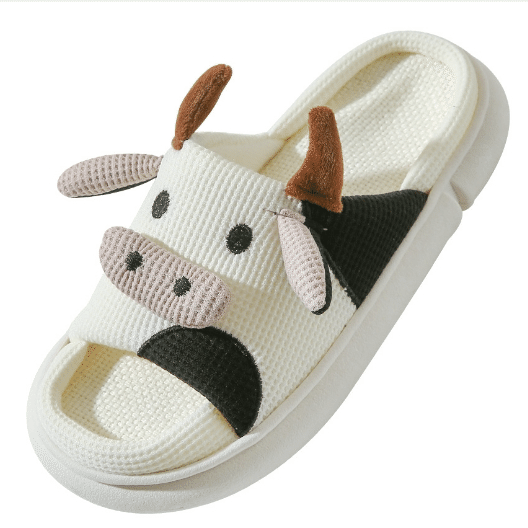 women and students four seasons lovely linen slippers home non-slip thick 36-37 1 カウント
