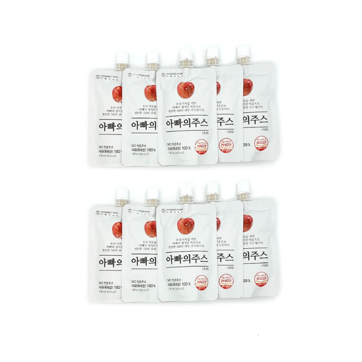 YEONDOO FARM Papa's Farm Apple Juice On-the-Go Natural Juices 100% 10 อัน