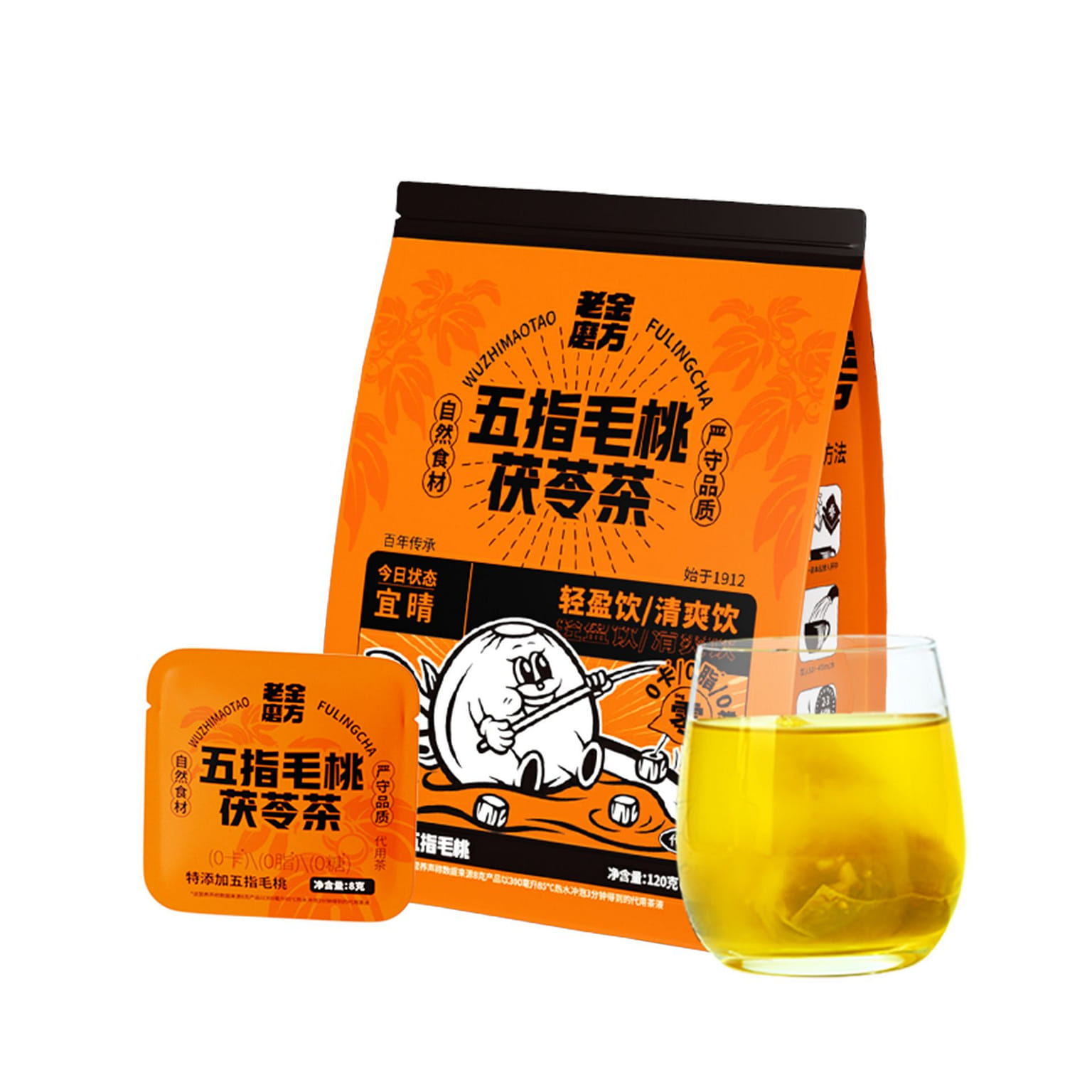 Five fingers hairy peach poria tea wellness health 120 그램