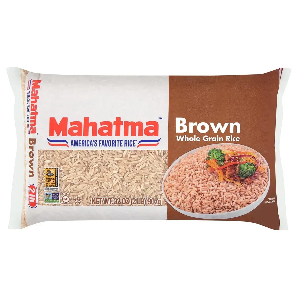 Mahatma Whole Grain Brown Rice 2lb Microwave Ready 1 팩