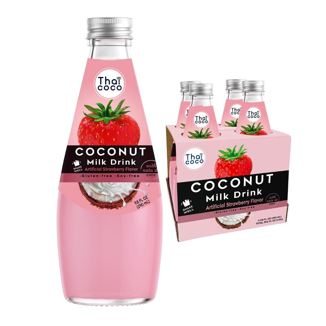 Strawbery Coconut Milk Drink with Nata De Coco-4pk 9.8 oz