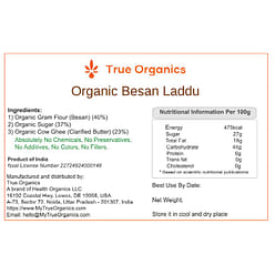 Organic Besan Laddu (Low on Sugar) 450grams 16 oz