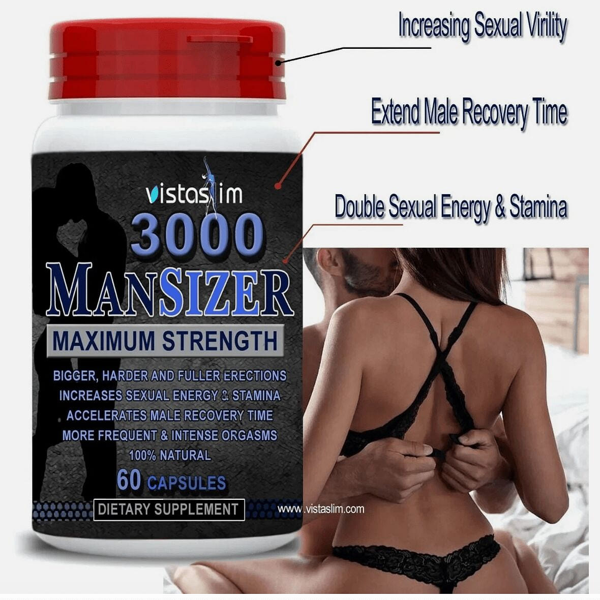 VistaSlim MANSIZER 3000 Male Supplements 60 pills 1 bottle