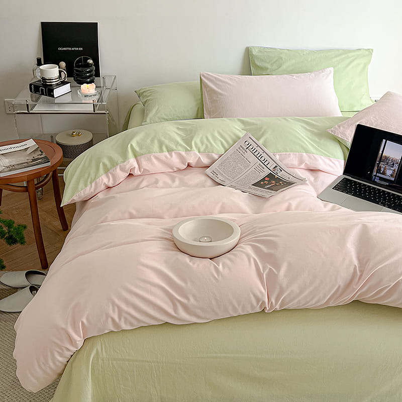 Simple Fresh Bedding Set Pink&Lime Twin 2000 g