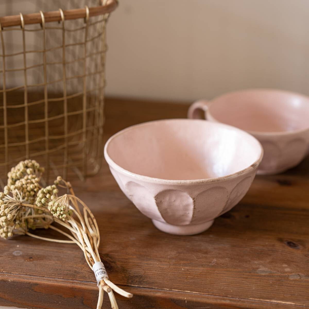 Rokuro Mino Ware Bowl -Peach (2 Size Options) Donburi Bowl 1 ส่วน