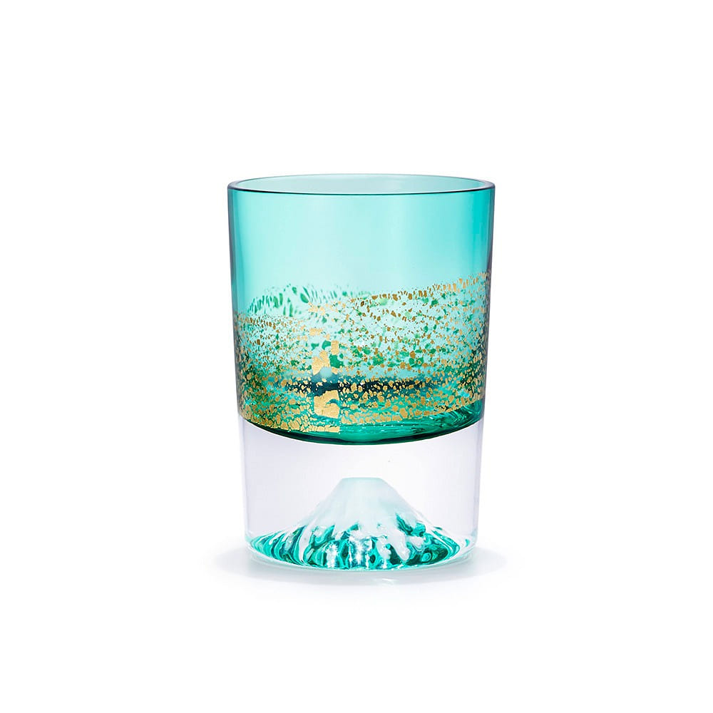 Tajima glass Handmade Mt. Fuji Gold Leaf Cup (Green, 2.9fl-oz) Made in Japan 1 개