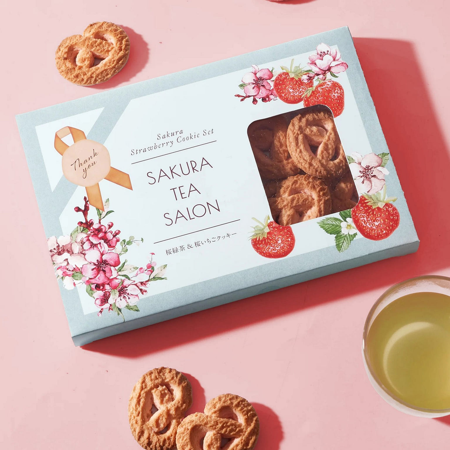 Sakura Green Tea & Strawberry Cookies Gift Set 62 그램