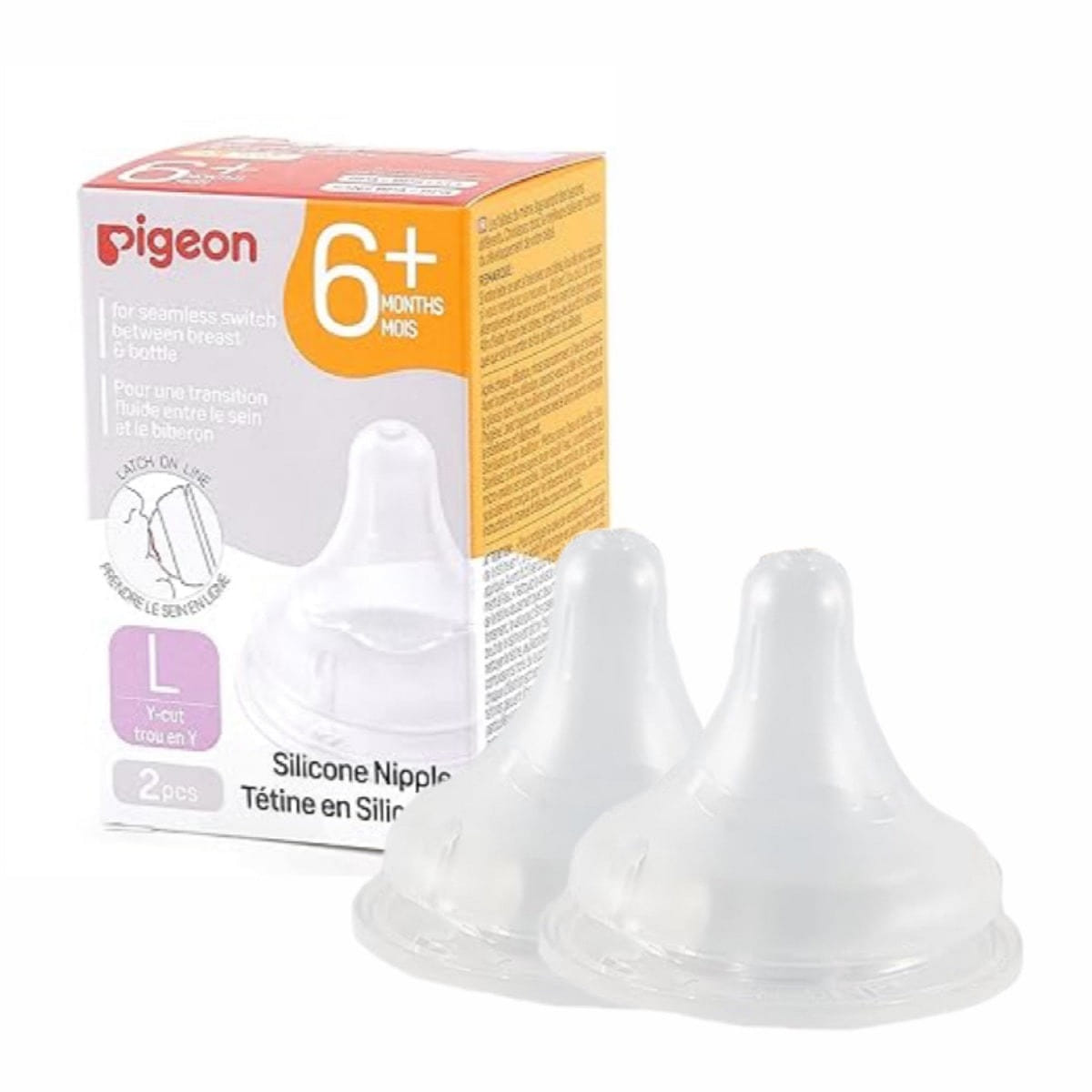 Pigeon Silicone Nipple (L) 6+ Months 2 count