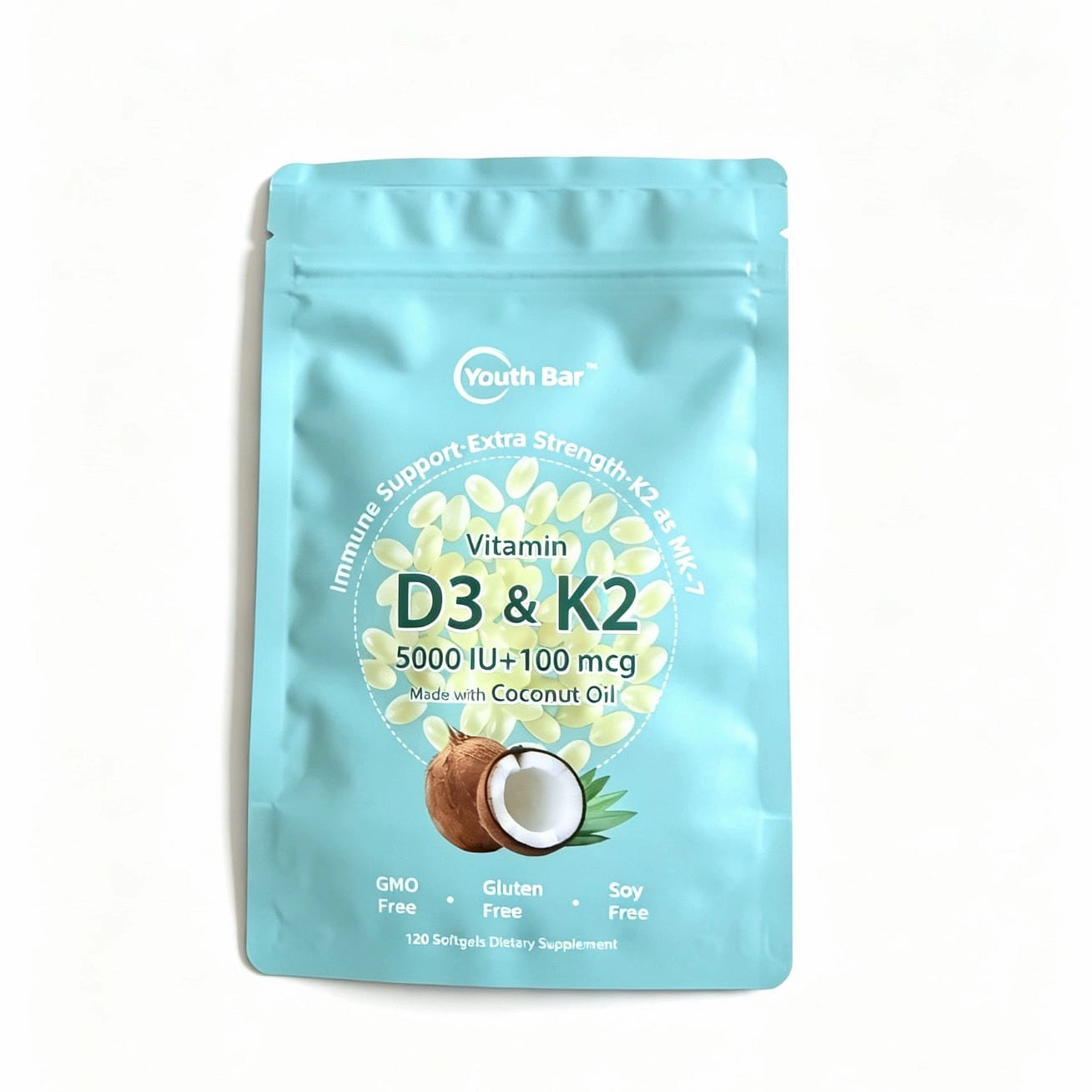 Youth Bar Vitamin D3 + K2 MK-7 5,000 IU Per Servin 18 pack