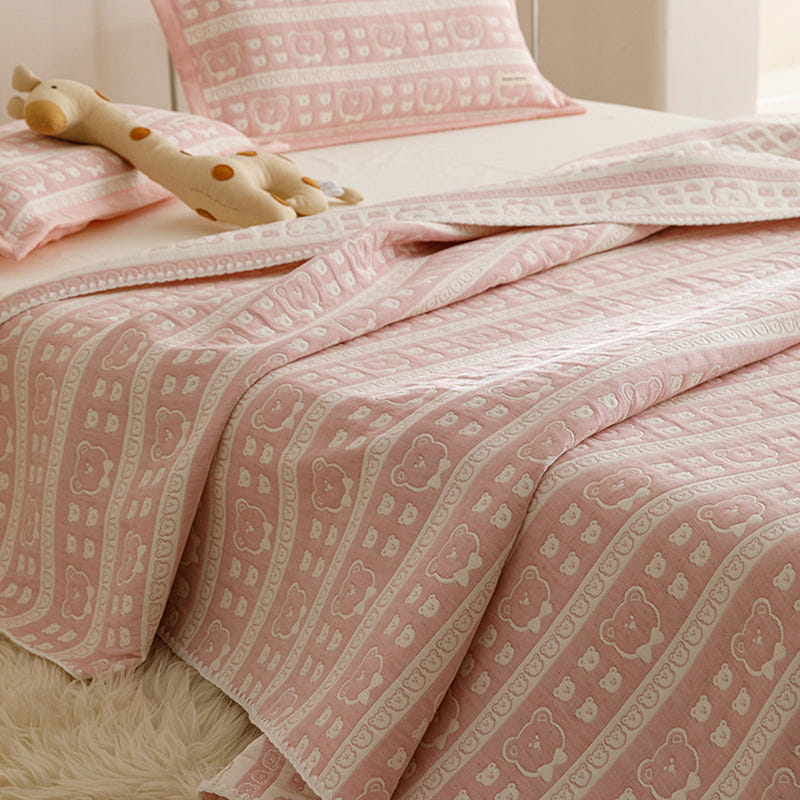 CuddlePatch Quilt Only Pink Bear-Twin 2000 그램