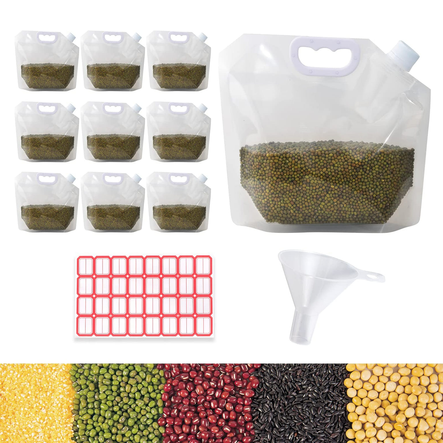 10個1.5L大米穀物儲存袋可存豆類 糖 麪粉 水 1 份