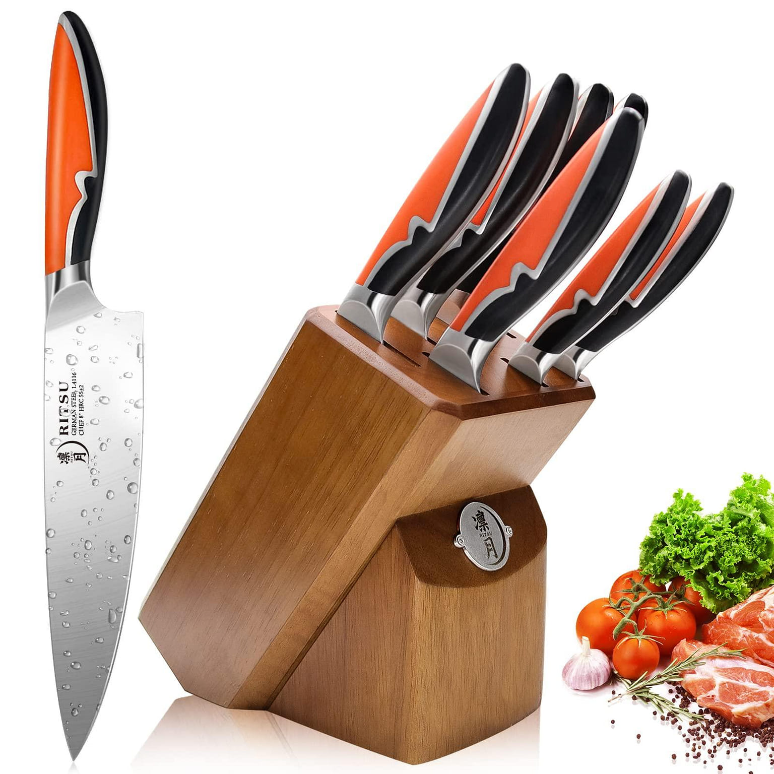 RITSU 8 Pieces High Carbon Stainless Steel Knife Set 8.3 파운드