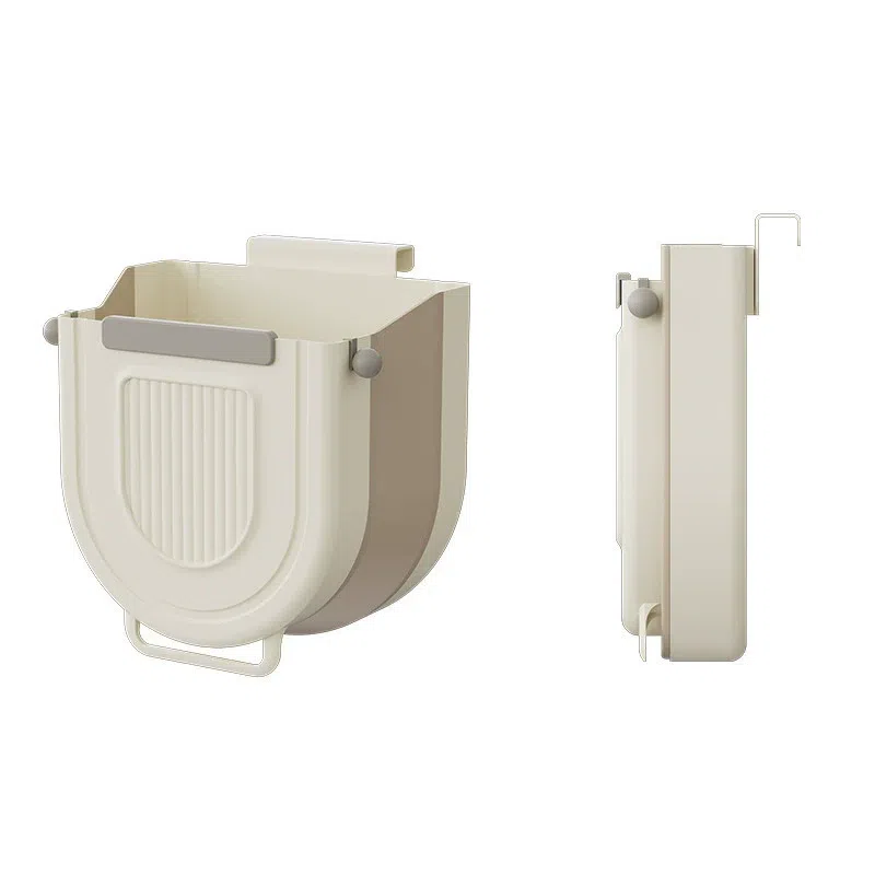 Foldable Wall-Mounted Kitchen Bin, White & Hook 1 count