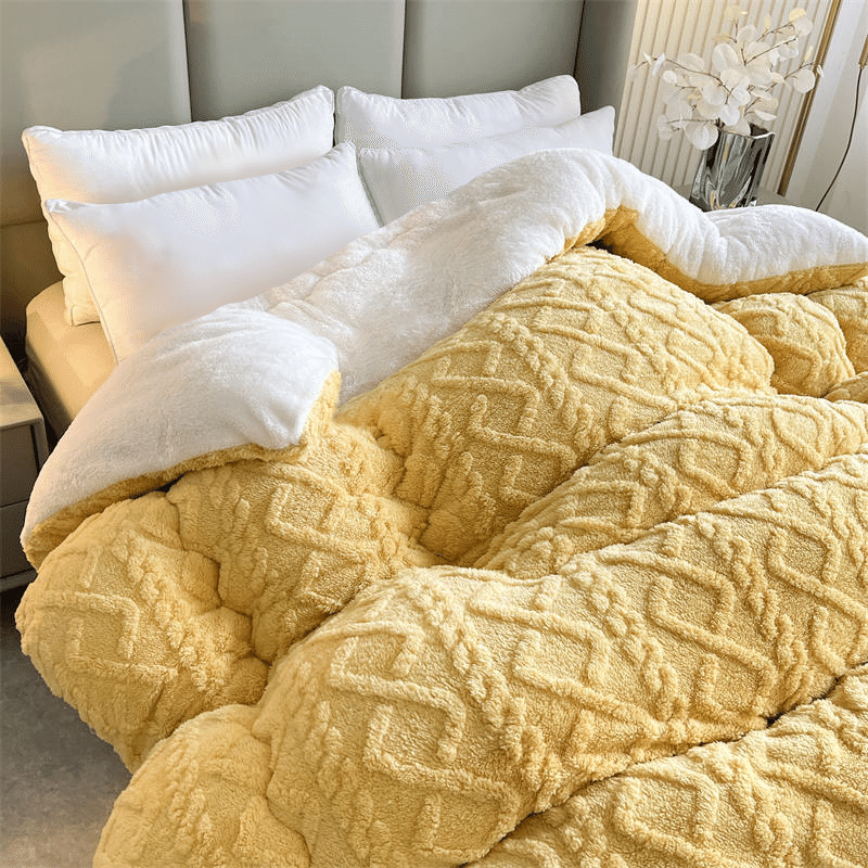 LULLABUY加厚羊羔絨毛毯 保暖棉被 檸檬黃 150 x 200cm 3kg 3000 克