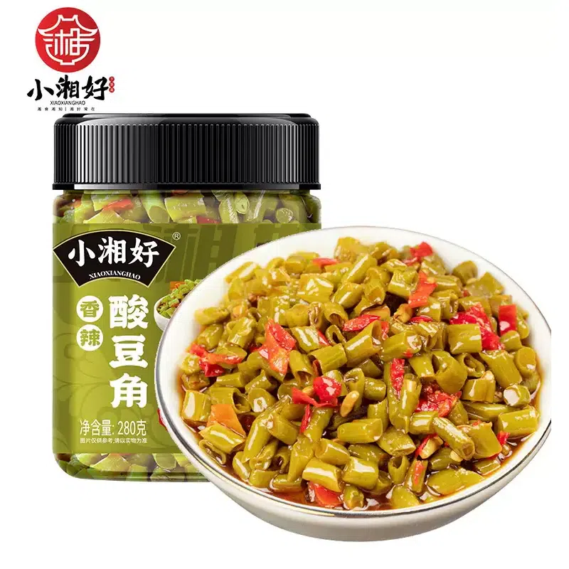 Xiaoxiang Good Sour Beans 280g * 1 bottle of ready to eat meals pickled vegetables mixed with noodles pickled cowpea Pickled vegetables 280 g