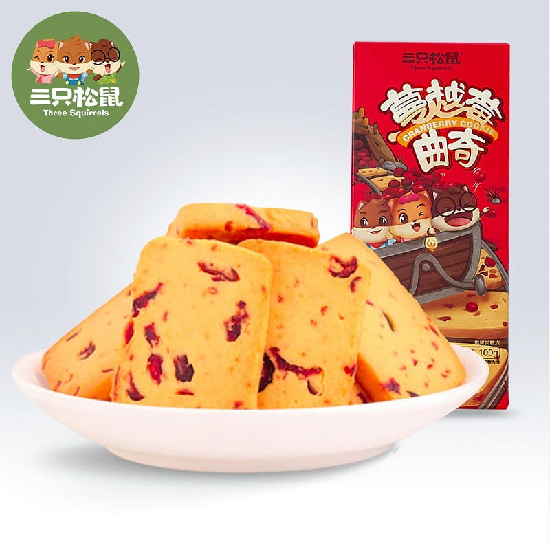 【 Three Squirrels _ Cranberry cookies 100g】 Casual snack snacks 100 กรัม