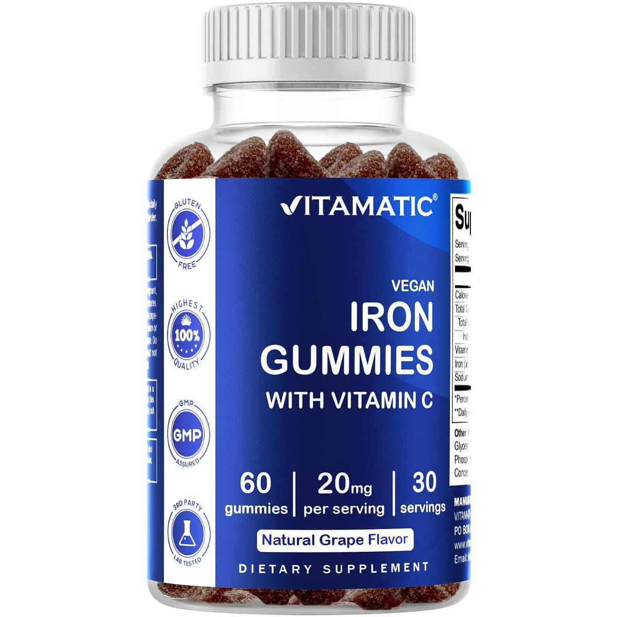 Iron 20mg with Vitamin C - 60 Vegan Gummies 1 ส่วน