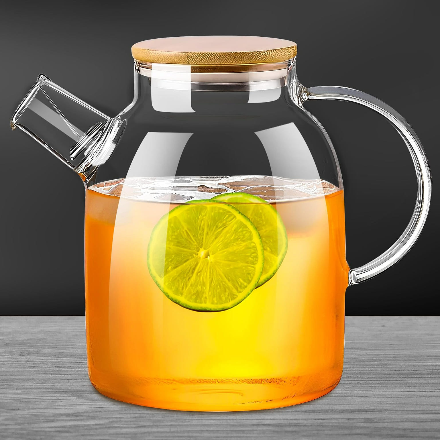 Glass Teapot Stovetop Tea Kettle with Bamboo Lid. 1 개