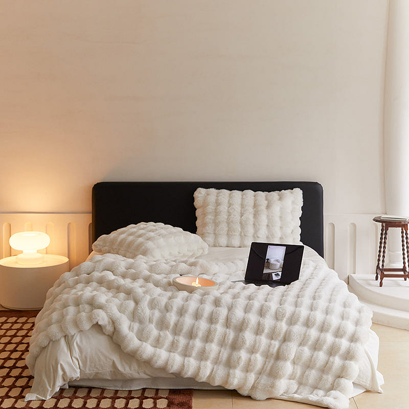 LULLABUY Tuscan Imitation Fur Blanket White 100x160cm 2000 그램