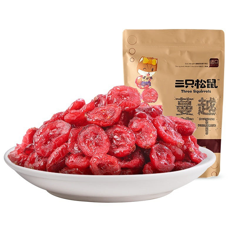 【 Three Squirrels _ Dried Cranberries 100g/ bag 】 Dried candied fruit 100 กรัม
