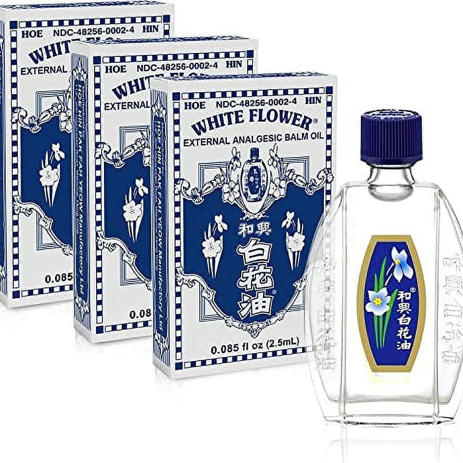 HOE HIN White Flower External Analgesic Balm Oil 2.5ml (3 Bottle) 3 bottle