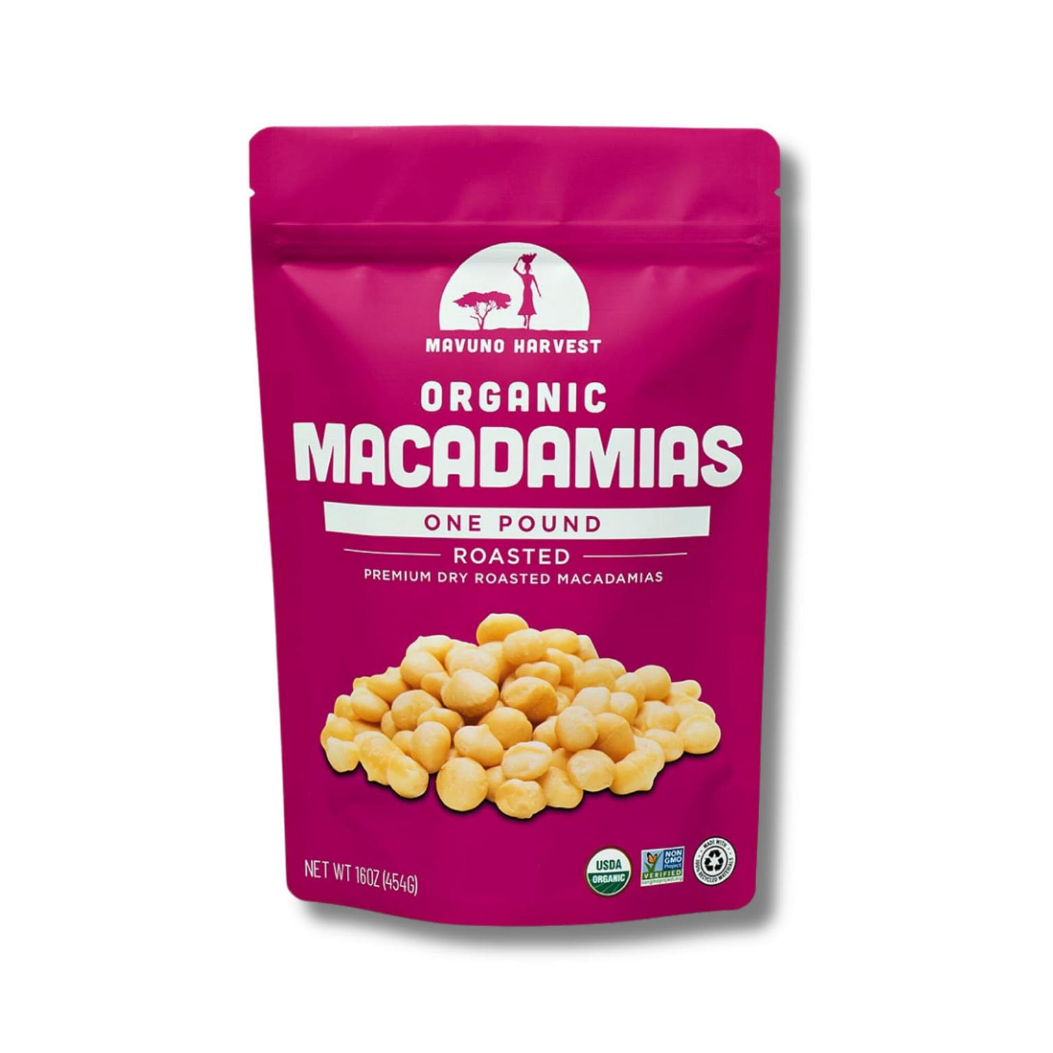 Organic Dry Roasted Whole Macadamias | 1 lb Bag 1 ส่วน