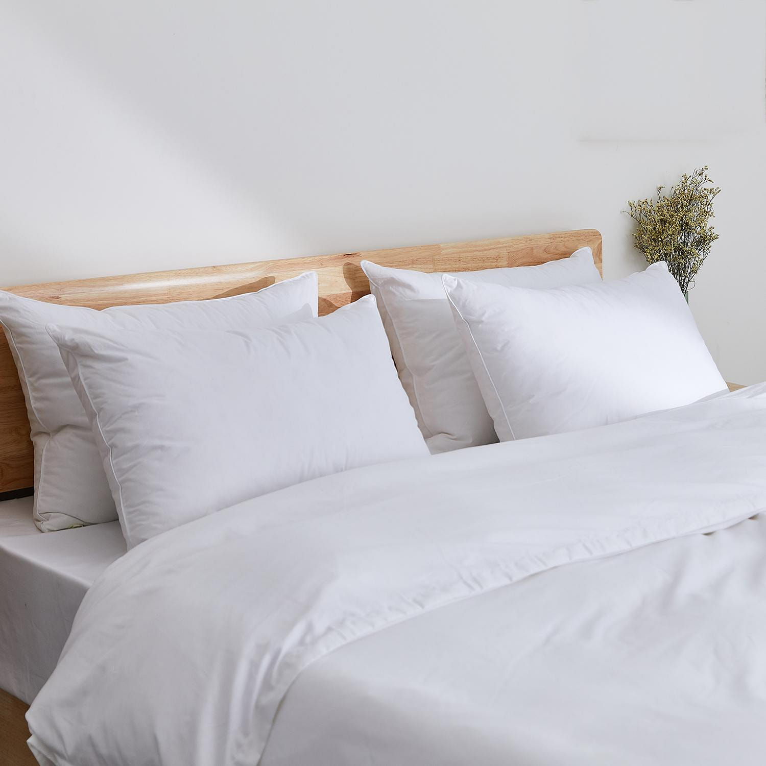 Bed Pillow, Medium Firm, Soft Support, White Solid, Queen Size，20x28 inch 2 개입